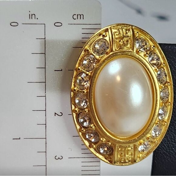 Givenchy Gold and White Crystal Earrings - Picture 5 of 8